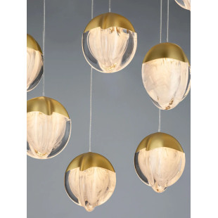 Lampa wisząca szklana / żyrandol Sofia LED 3000K 55cm szkło cloud / złoty