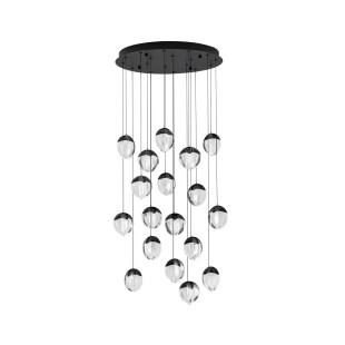 Lampa wisząca szklana / żyrandol Sofia LED 3000K 63cm szkło cloud / czarny