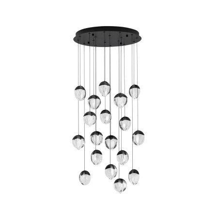 Lampa wisząca szklana / żyrandol Sofia LED 3000K 63cm szkło cloud / czarny