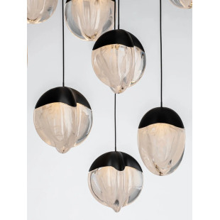 Lampa wisząca szklana / żyrandol Sofia LED 3000K 63cm szkło cloud / czarny
