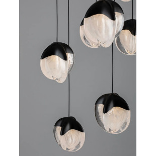 Lampa wisząca szklana / żyrandol Sofia LED 3000K 63cm szkło cloud / czarny