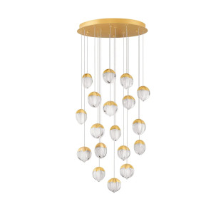 Lampa wisząca szklana / żyrandol Sofia LED 3000K 63cm szkło cloud / złoty