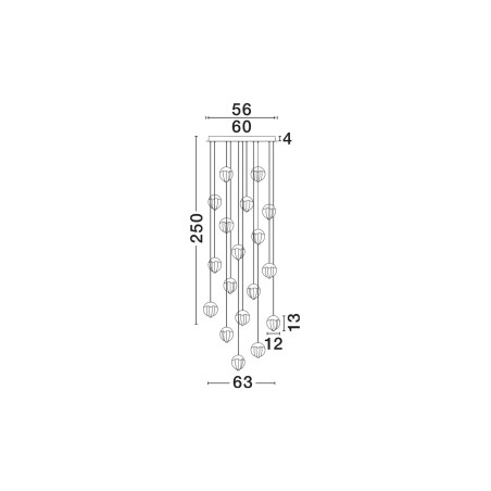 Lampa wisząca szklana / żyrandol Sofia LED 3000K 63cm szkło cloud / złoty