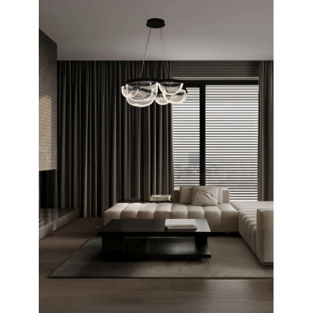 Lampa wisząca szklana designerska Liran LED 3500K 83cm przezroczysty / czarny