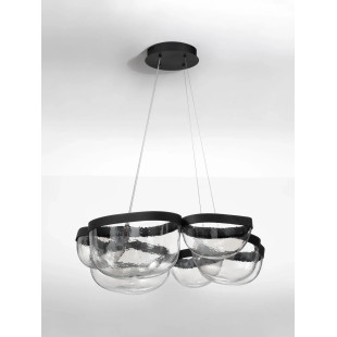 Lampa wisząca szklana designerska Liran LED 3500K 83cm przezroczysty / czarny