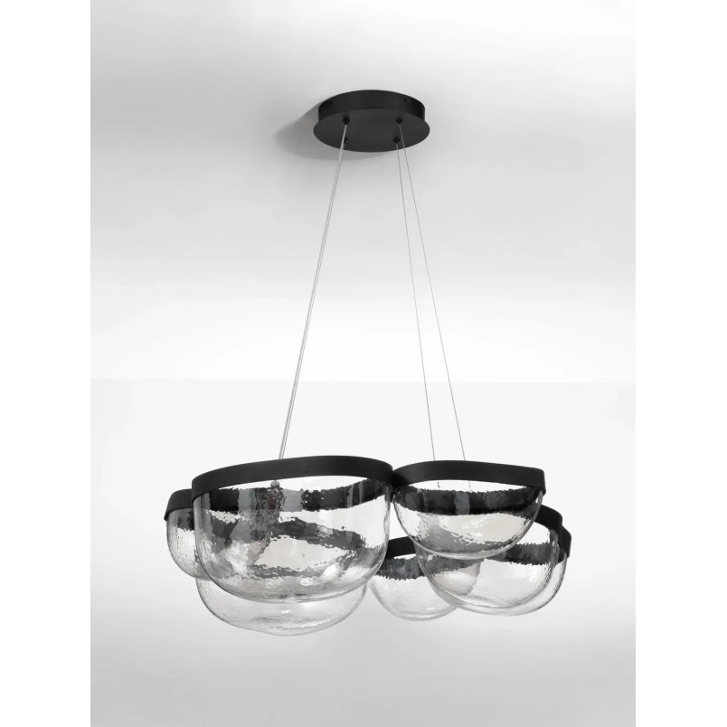Lampa wisząca szklana designerska Liran LED 3500K 83cm przezroczysty / czarny