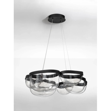 Lampa wisząca szklana designerska Liran LED 3500K 83cm przezroczysty / czarny