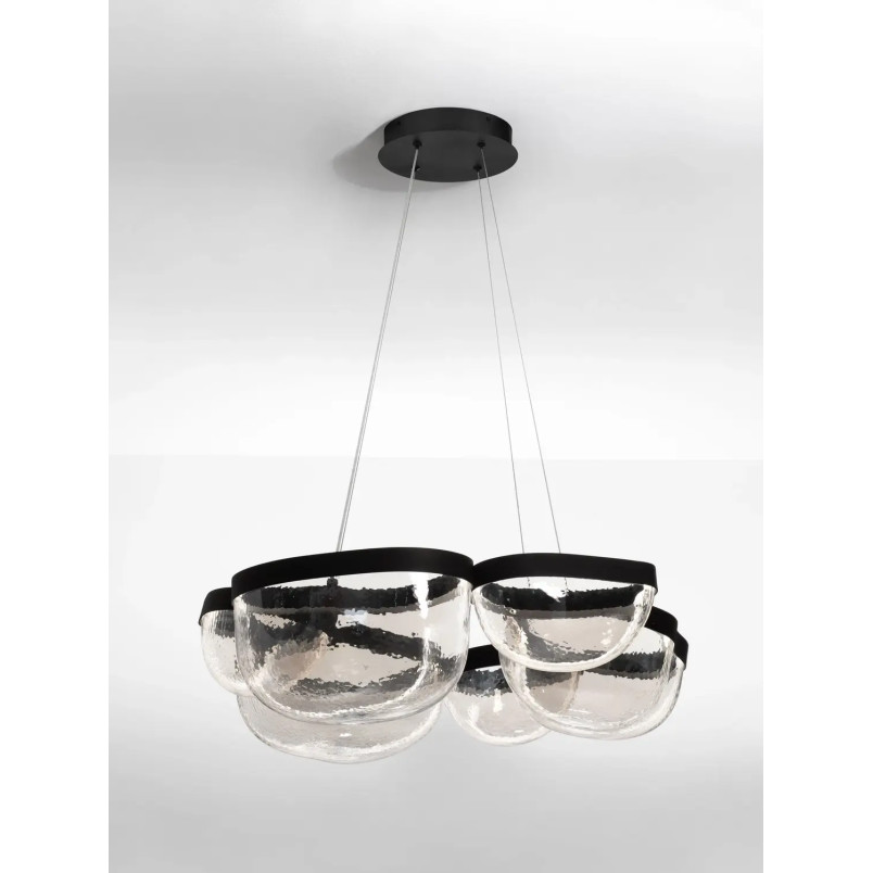 Lampa wisząca szklana designerska Liran LED 3500K 83cm przezroczysty / czarny