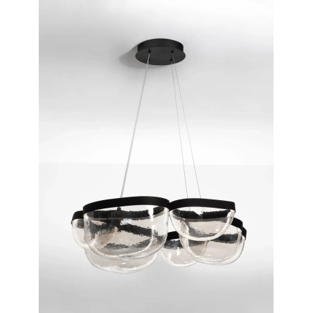 Lampa wisząca szklana designerska Liran LED 3500K 83cm przezroczysty / czarny