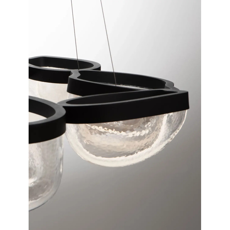 Lampa wisząca szklana designerska Liran LED 3500K 83cm przezroczysty / czarny