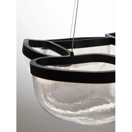 Lampa wisząca szklana designerska Liran LED 3500K 83cm przezroczysty / czarny