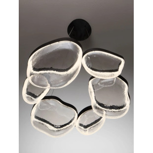 Lampa wisząca szklana designerska Liran LED 3500K 83cm przezroczysty / czarny