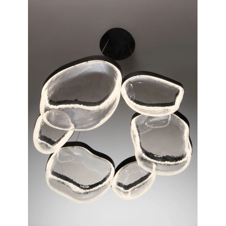 Lampa wisząca szklana designerska Liran LED 3500K 83cm przezroczysty / czarny