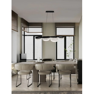 Lampa wisząca szklana designerska Liran LED 3500K 116cm przezroczysty / czarny