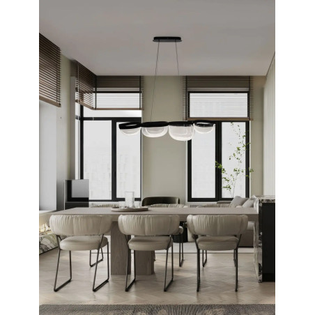 Lampa wisząca szklana designerska Liran LED 3500K 116cm przezroczysty / czarny
