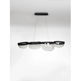 Lampa wisząca szklana designerska Liran LED 3500K 116cm przezroczysty / czarny
