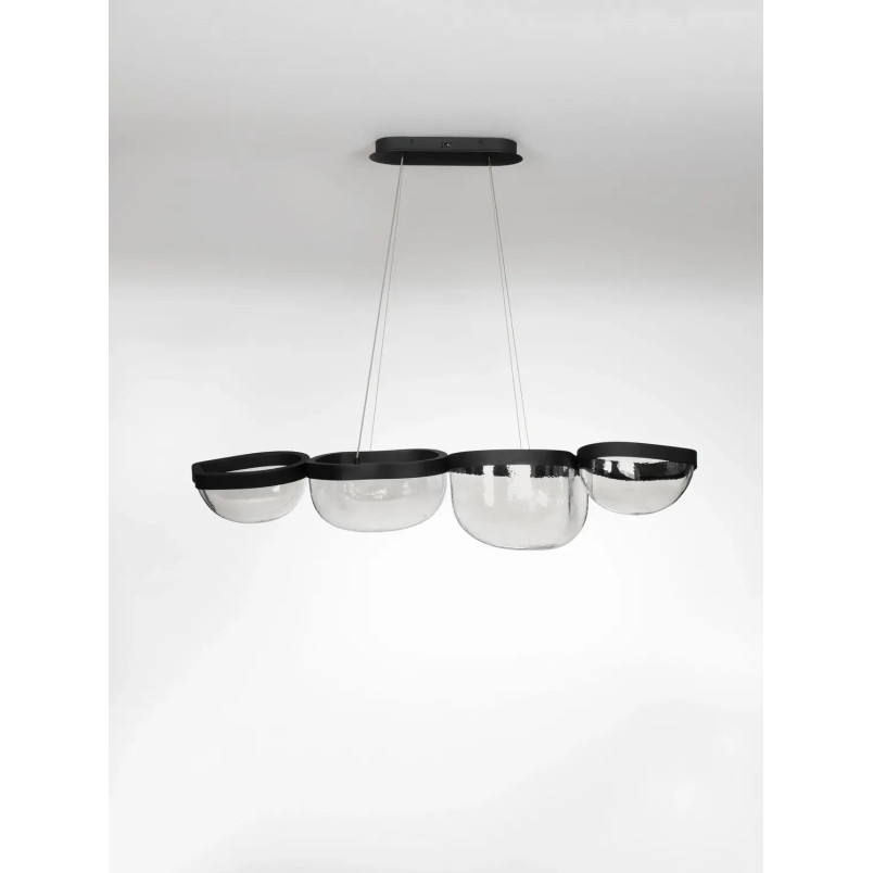 Lampa wisząca szklana designerska Liran LED 3500K 116cm przezroczysty / czarny