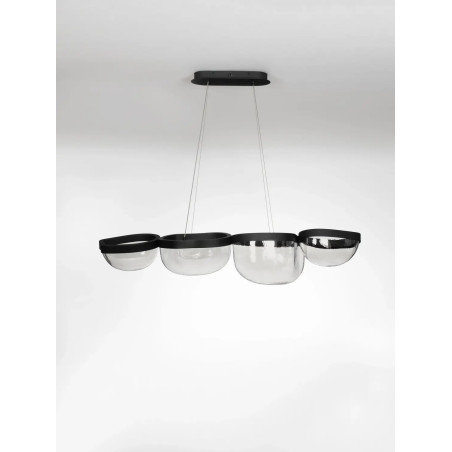 Lampa wisząca szklana designerska Liran LED 3500K 116cm przezroczysty / czarny