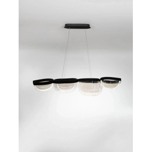 Lampa wisząca szklana designerska Liran LED 3500K 116cm przezroczysty / czarny