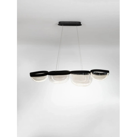 Lampa wisząca szklana designerska Liran LED 3500K 116cm przezroczysty / czarny