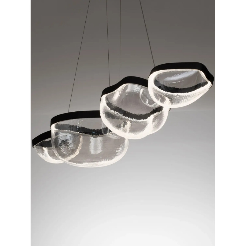Lampa wisząca szklana designerska Liran LED 3500K 116cm przezroczysty / czarny