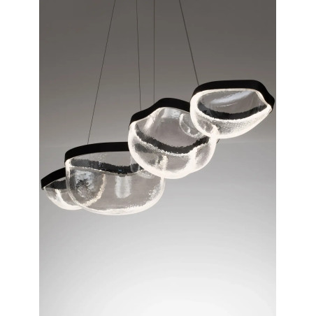 Lampa wisząca szklana designerska Liran LED 3500K 116cm przezroczysty / czarny