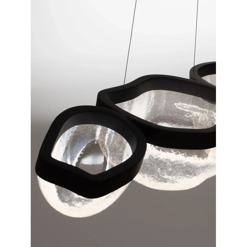 Lampa wisząca szklana designerska Liran LED 3500K 116cm przezroczysty / czarny