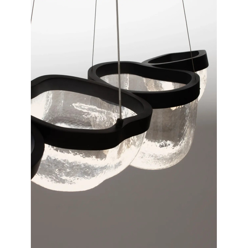Lampa wisząca szklana designerska Liran LED 3500K 116cm przezroczysty / czarny