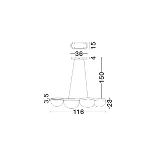 Lampa wisząca szklana designerska Liran LED 3500K 116cm przezroczysty / czarny