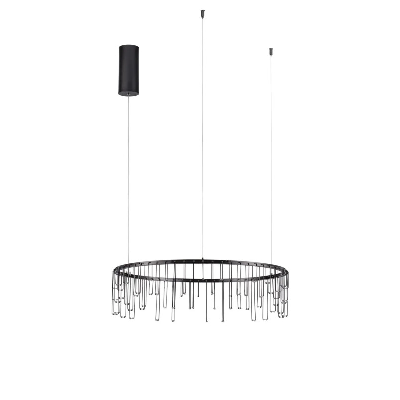 Lampa wisząca okrągła designerska Mars LED 3000K 65cm czarny chrom