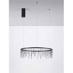 Lampa wisząca okrągła designerska Mars LED 3000K 65cm czarny chrom