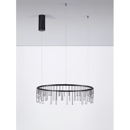 Lampa wisząca okrągła designerska Mars LED 3000K 65cm czarny chrom