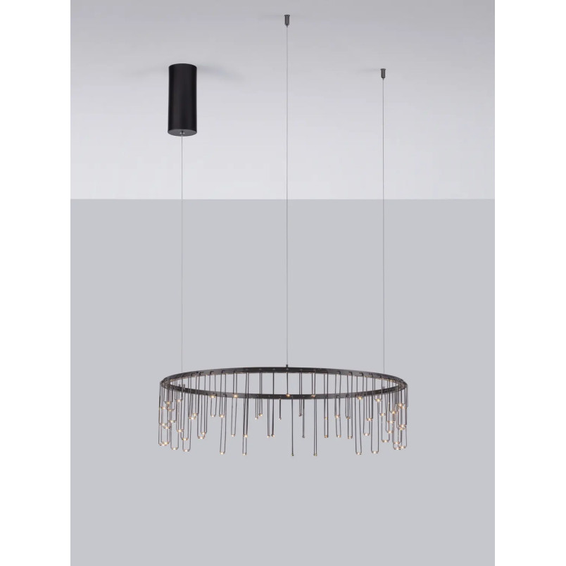 Lampa wisząca okrągła designerska Mars LED 3000K 65cm czarny chrom