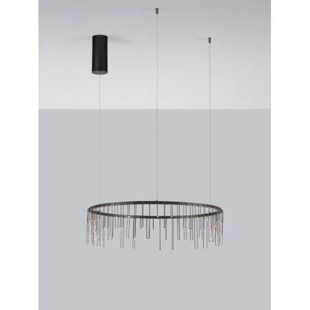 Lampa wisząca okrągła designerska Mars LED 3000K 65cm czarny chrom
