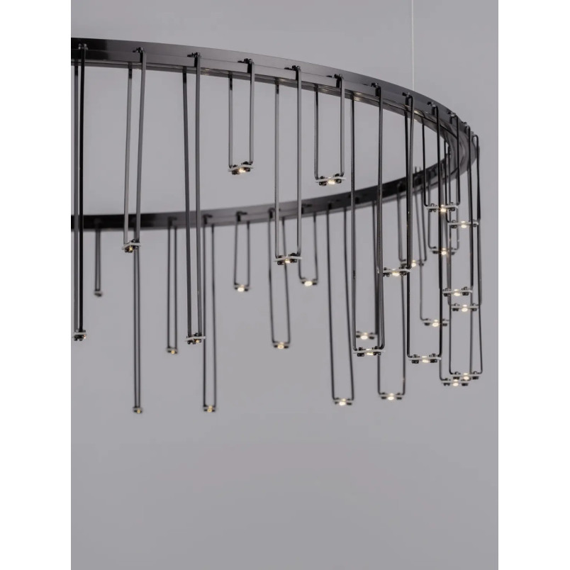 Lampa wisząca okrągła designerska Mars LED 3000K 65cm czarny chrom