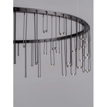 Lampa wisząca okrągła designerska Mars LED 3000K 65cm czarny chrom