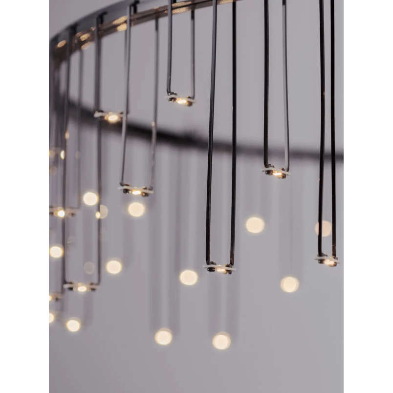Lampa wisząca okrągła designerska Mars LED 3000K 65cm czarny chrom