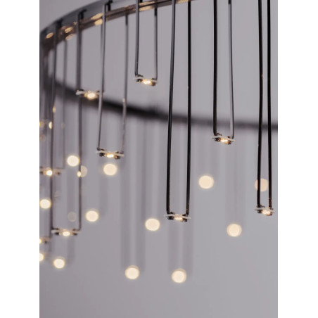 Lampa wisząca okrągła designerska Mars LED 3000K 65cm czarny chrom