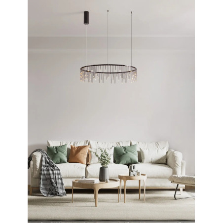 Lampa wisząca okrągła designerska Mars LED 3000K 80cm czarny chrom