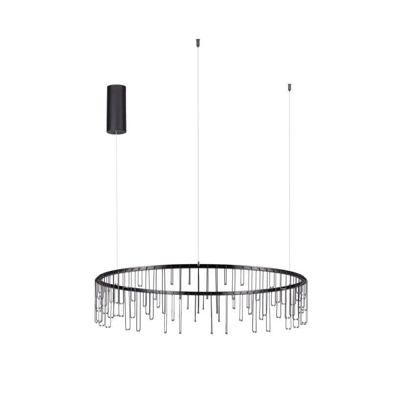 Lampa wisząca okrągła designerska Mars LED 3000K 80cm czarny chrom
