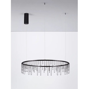 Lampa wisząca okrągła designerska Mars LED 3000K 80cm czarny chrom