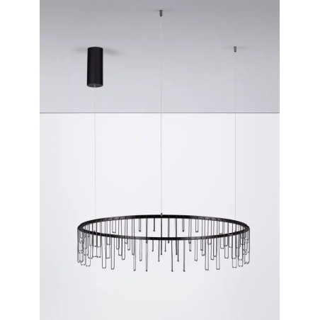 Lampa wisząca okrągła designerska Mars LED 3000K 80cm czarny chrom