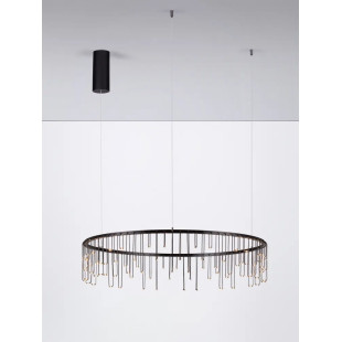 Lampa wisząca okrągła designerska Mars LED 3000K 80cm czarny chrom