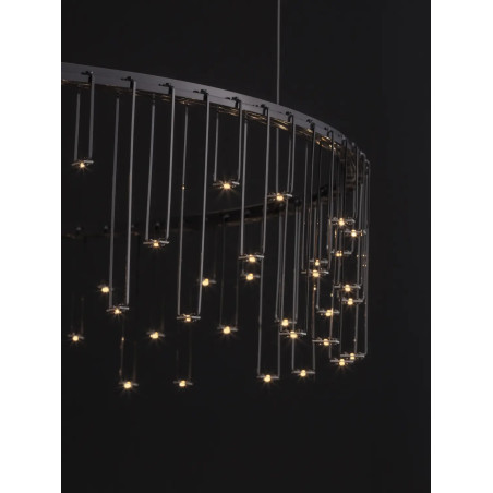 Lampa wisząca okrągła designerska Mars LED 3000K 80cm czarny chrom