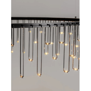 Lampa wisząca okrągła designerska Mars LED 3000K 80cm czarny chrom