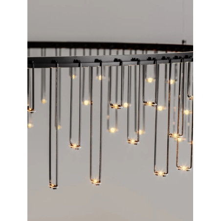 Lampa wisząca okrągła designerska Mars LED 3000K 80cm czarny chrom
