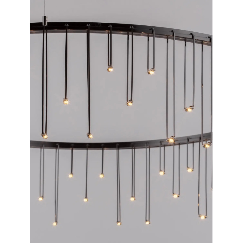 Lampa wisząca okrągła designerska Mars LED 3000K 80cm czarny chrom