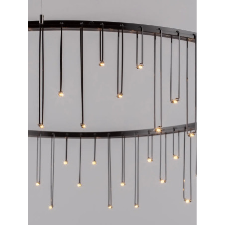 Lampa wisząca okrągła designerska Mars LED 3000K 80cm czarny chrom
