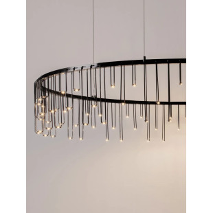 Lampa wisząca okrągła designerska Mars LED 3000K 100cm czarny chrom