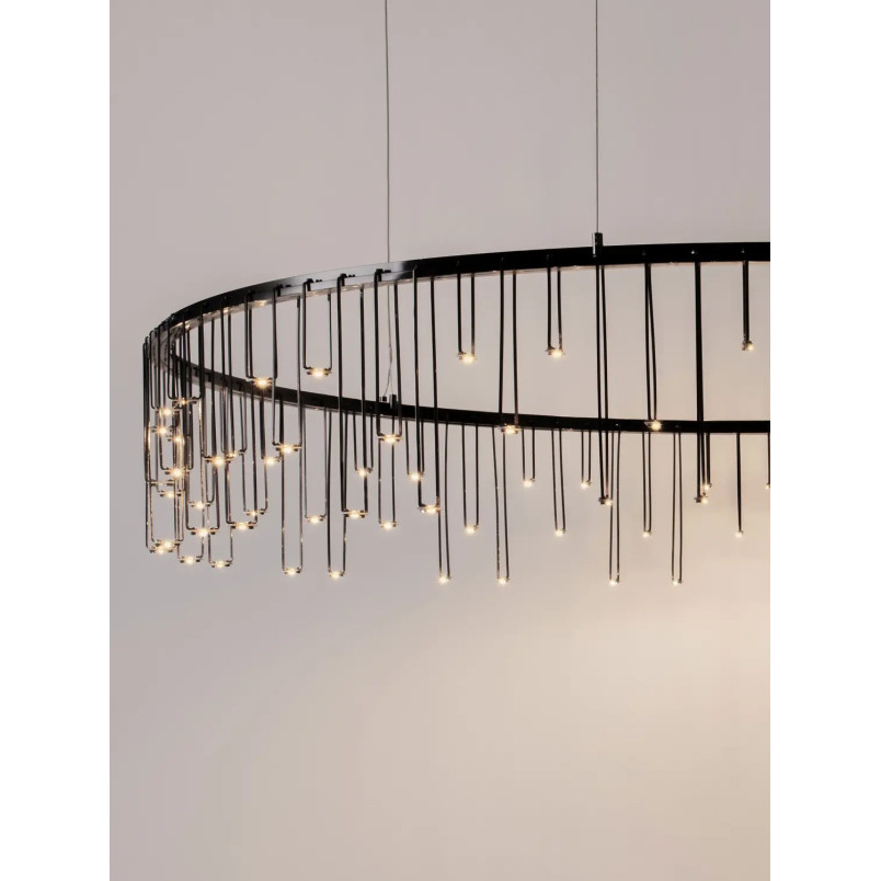 Lampa wisząca okrągła designerska Mars LED 3000K 100cm czarny chrom